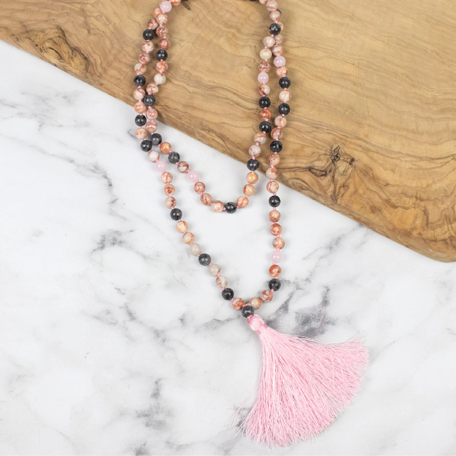 Myga Healing Mala Bead Necklace, mala-koru