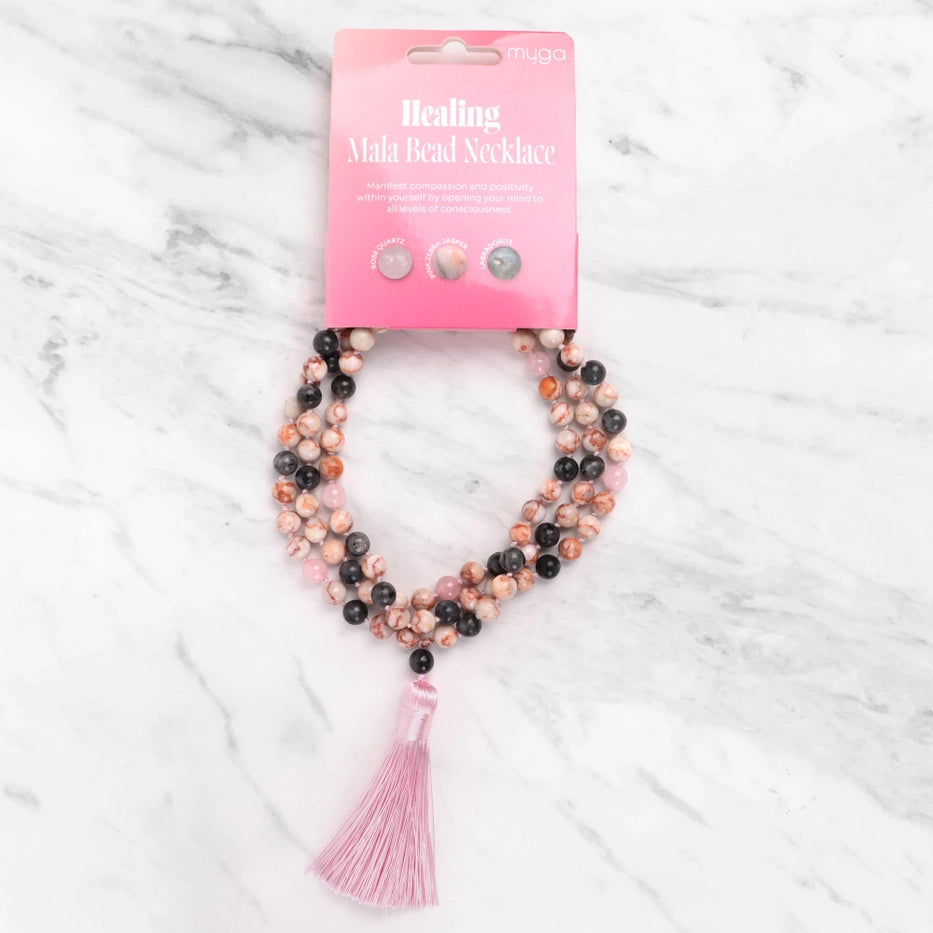 Myga Healing Mala Bead Necklace, mala-koru