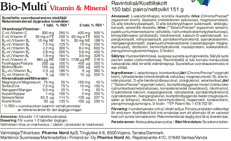 Bio-Multi® Vitamin &Mineral  150 tabl.