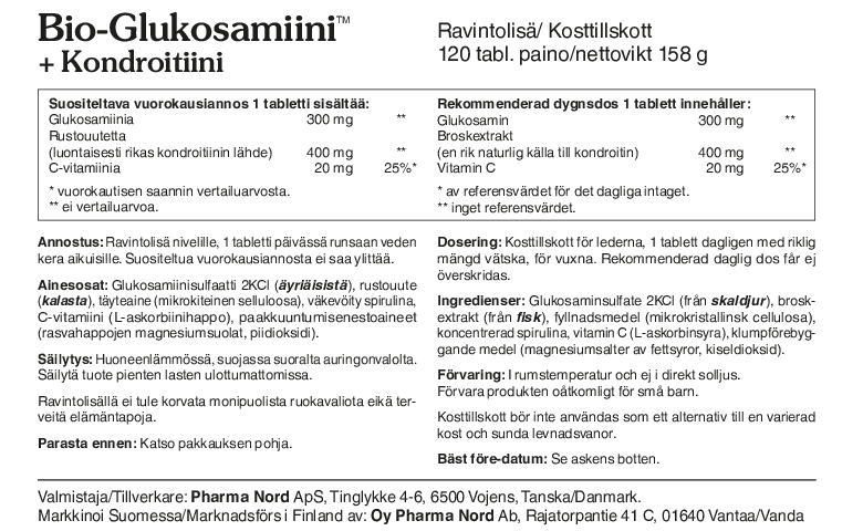 Bio-Glukosamiini+Kondroitiini  120 tabl.