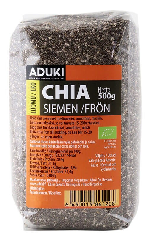 Aduki Chia siemen 500g Luomu