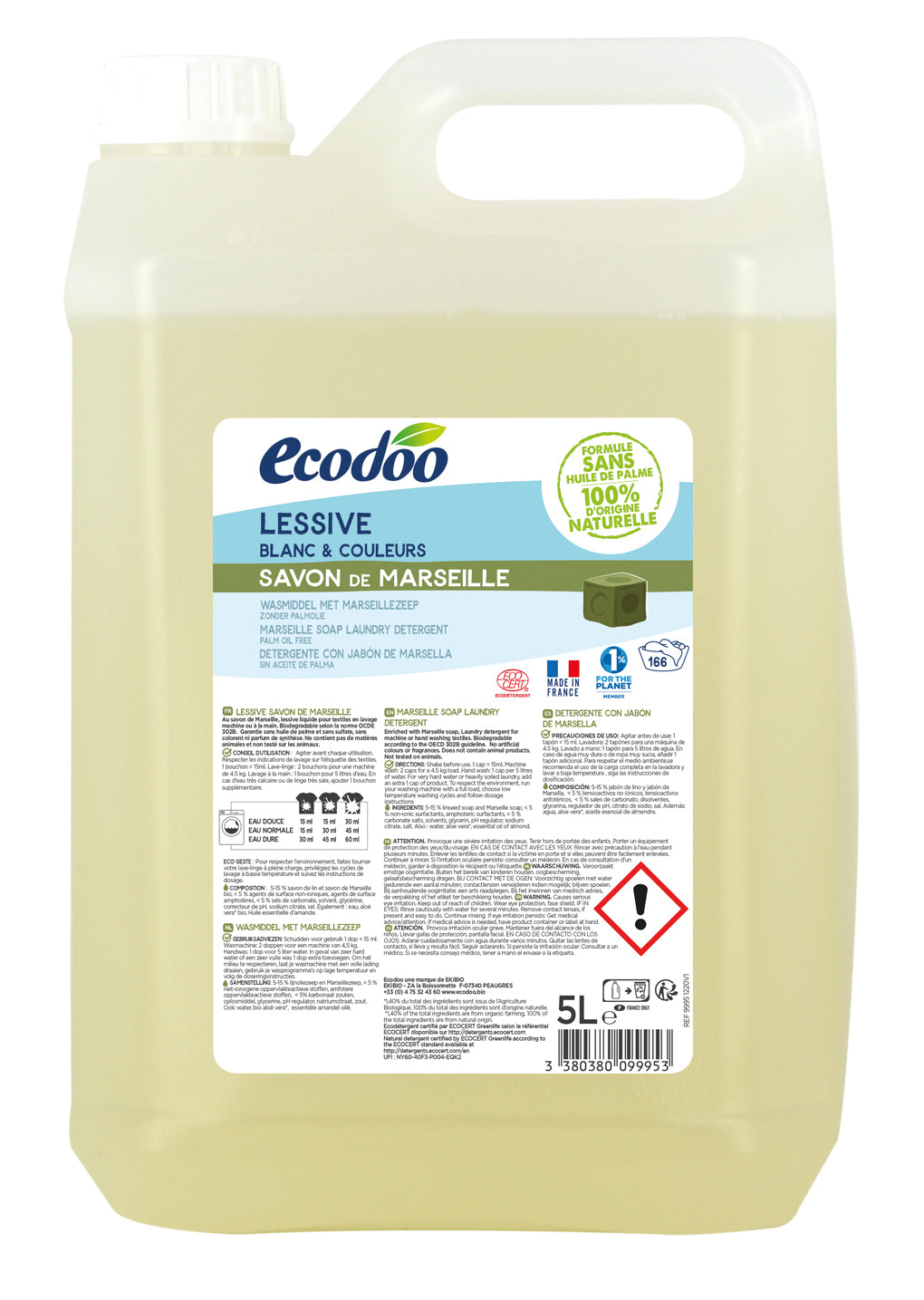 Ecodoo Pyykinpesuaine Marseille, 5000ml