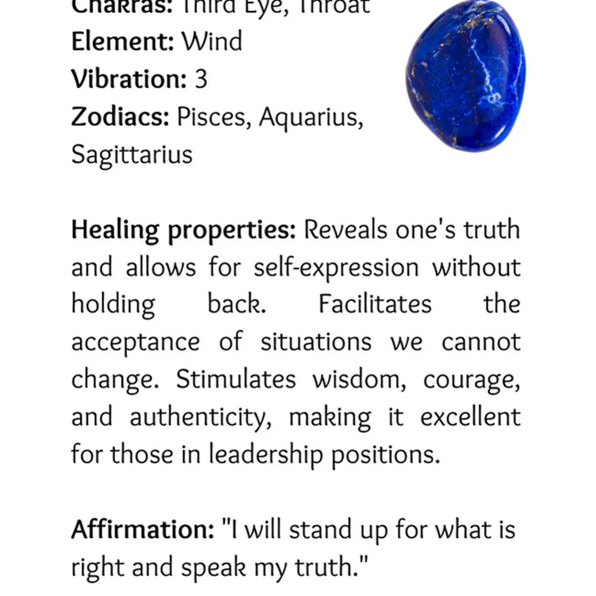 Kristallisormus Lapis Lazuli